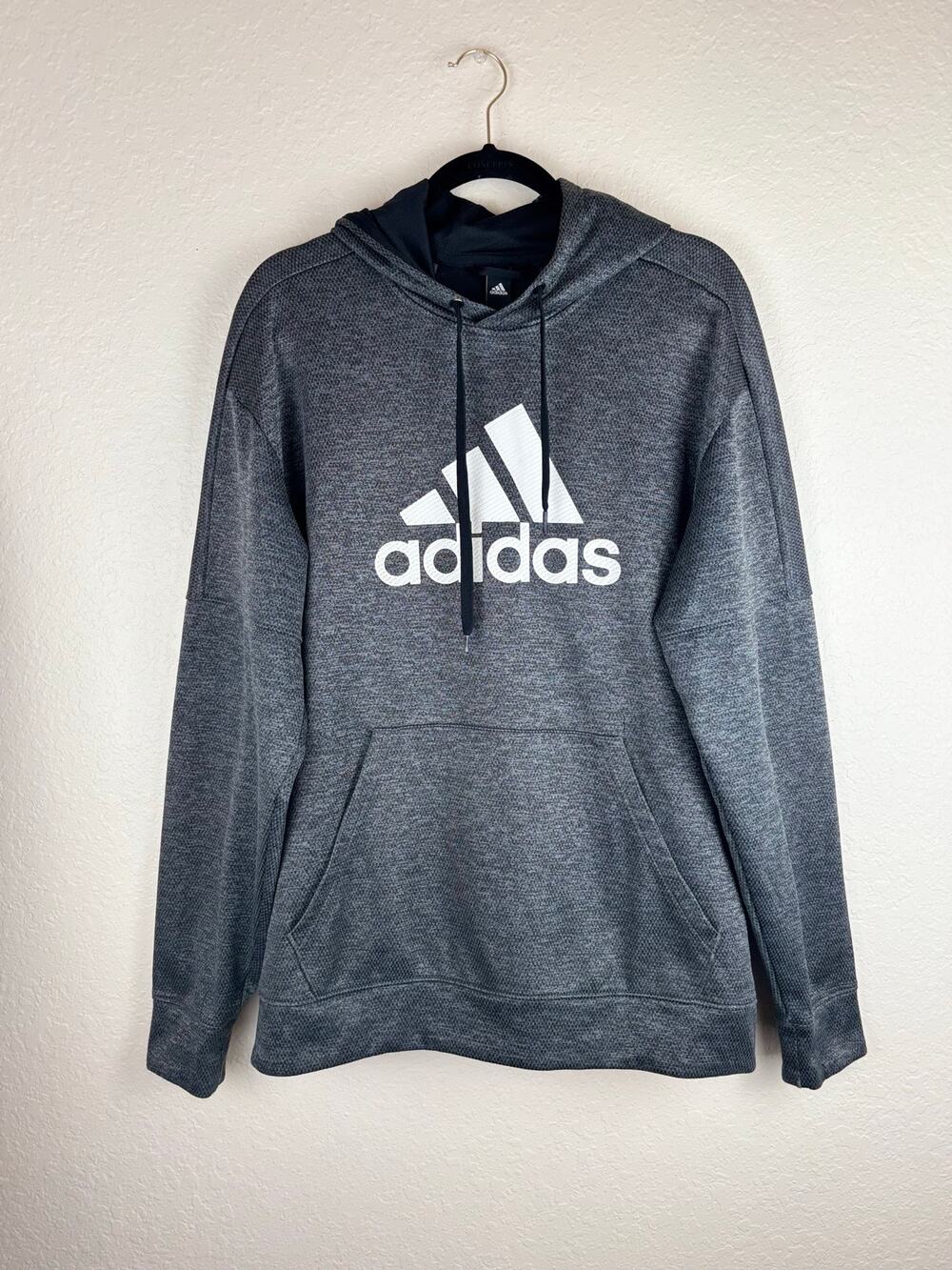 Adidas Climawarm Gray Kangaroo Pocket Hoodie Size Large